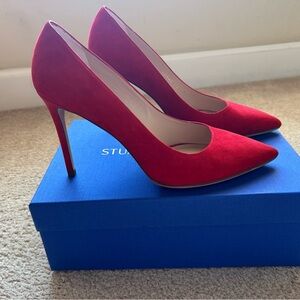 Stuart Weitzman Leigh 95 Classic  Pumps in FollowMe Red Suede, Sz 9.5